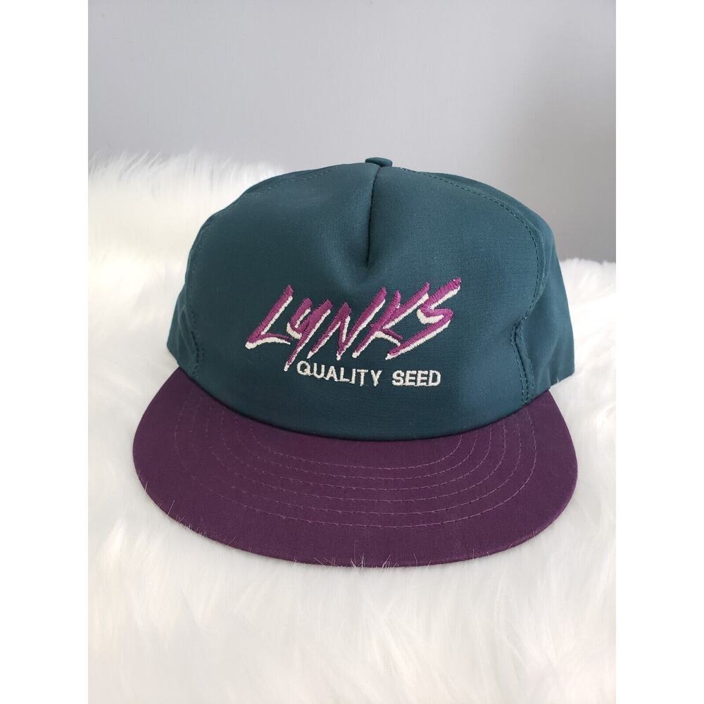 Vintage Lynks Quality Seed Farming Green‎ USA Made Swingster Snapback Hat Cap
